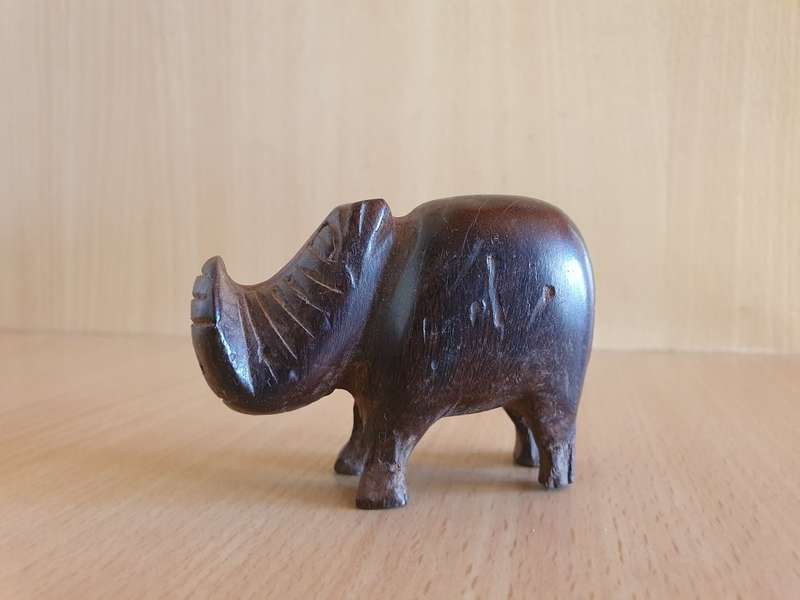 Small Wooden Hippo Figurine - 7cm x 5cm