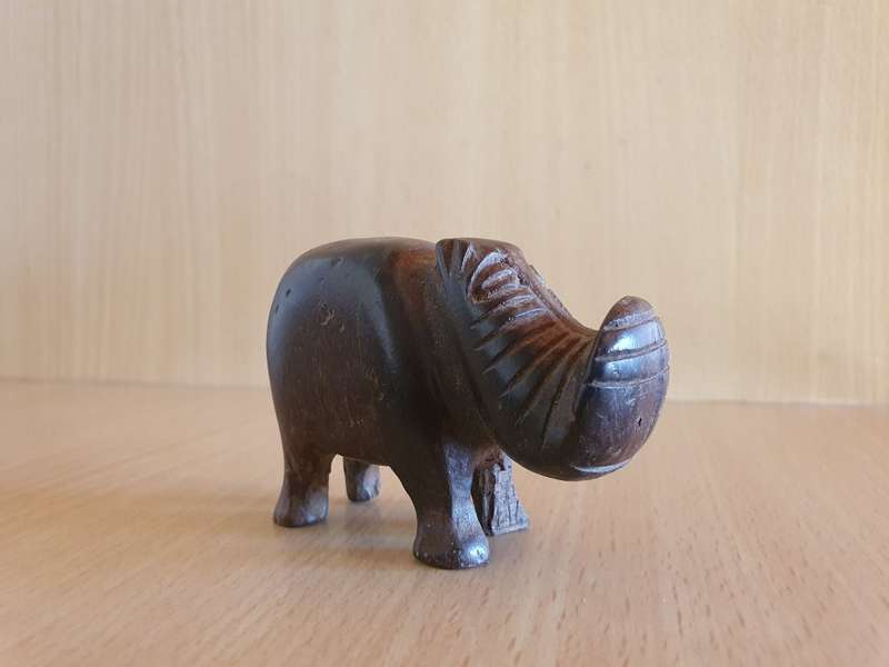 Small Wooden Hippo Figurine - 7cm x 5cm