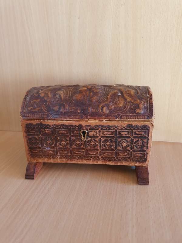 Vintage Genuine Leather Jewelry Box - Made in Spain