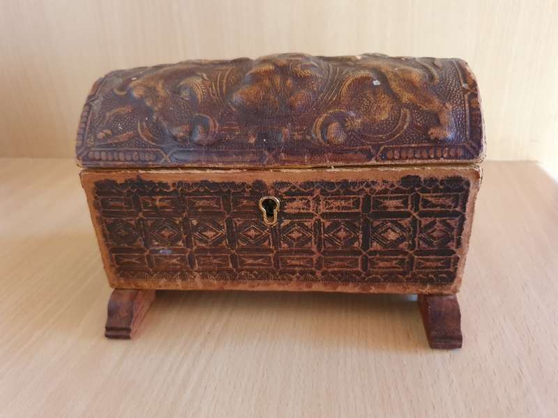 Vintage Genuine Leather Jewelry Box - Made in Spain