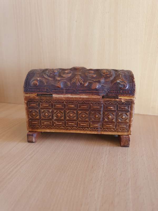 Vintage Genuine Leather Jewelry Box - Made in Spain