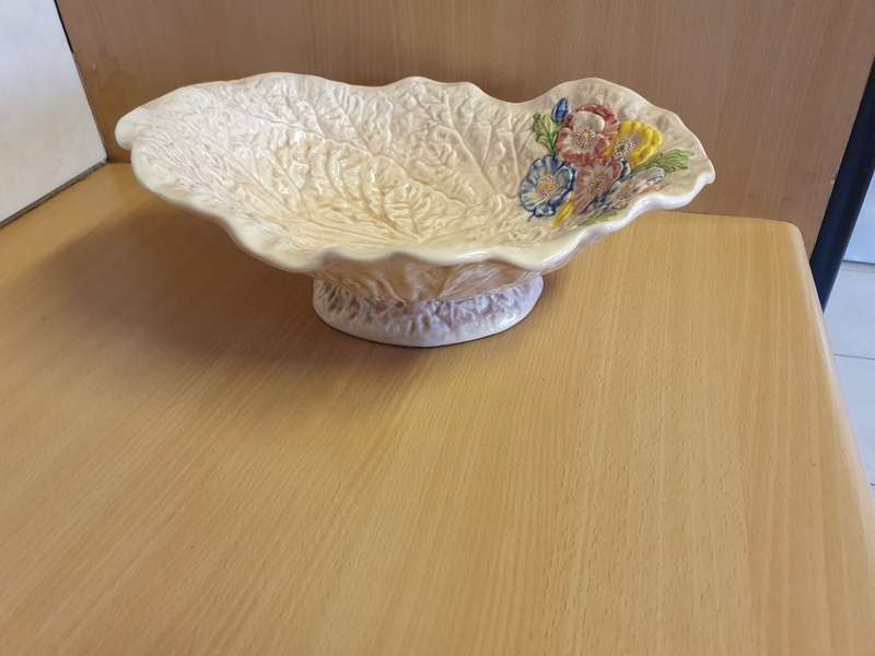 Pretty Floral Ceramic Footed Dish (32cm x 24cm height 10cm)