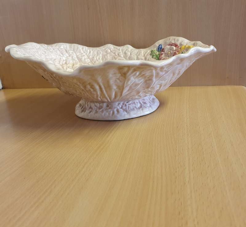Pretty Floral Ceramic Footed Dish (32cm x 24cm height 10cm)