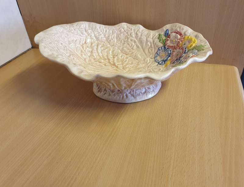 Pretty Floral Ceramic Footed Dish (32cm x 24cm height 10cm)