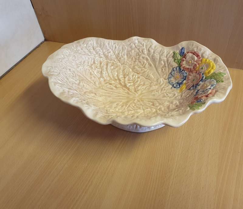 Pretty Floral Ceramic Footed Dish (32cm x 24cm height 10cm)