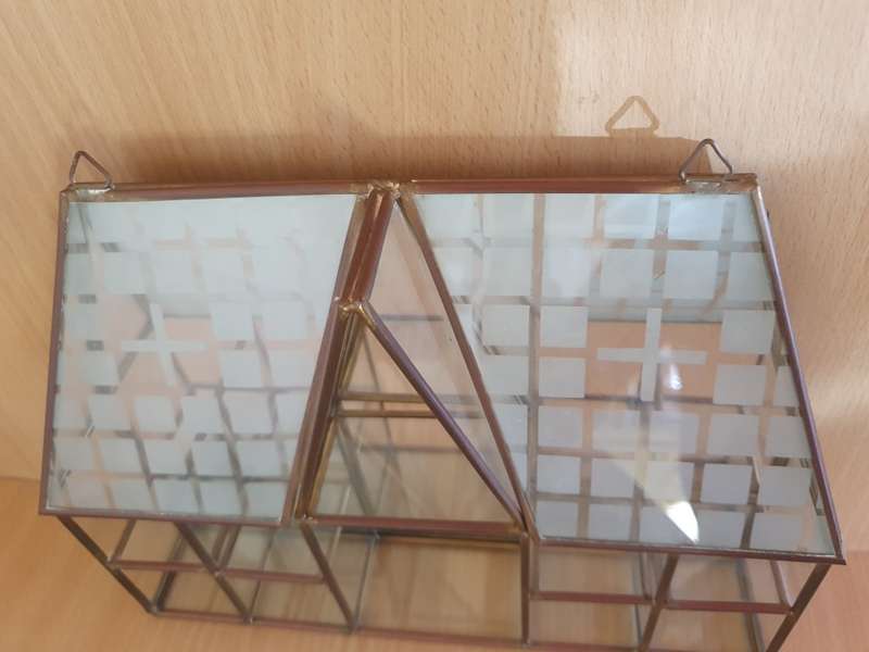 Glass Brass Mirror Display House Wall Hanging