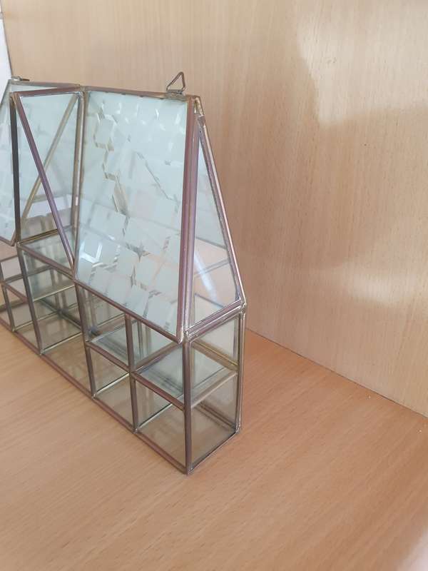 Glass Brass Mirror Display House Wall Hanging