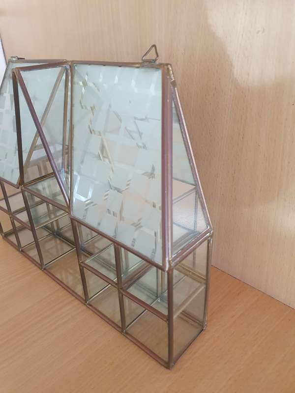 Glass Brass Mirror Display House Wall Hanging