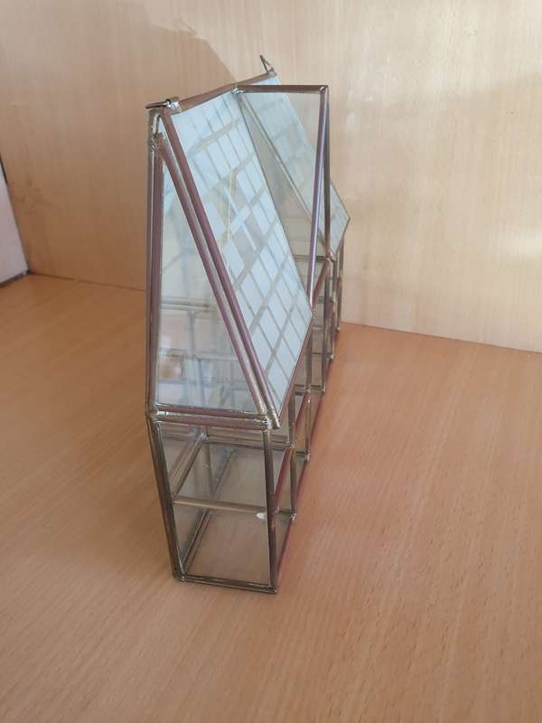 Glass Brass Mirror Display House Wall Hanging
