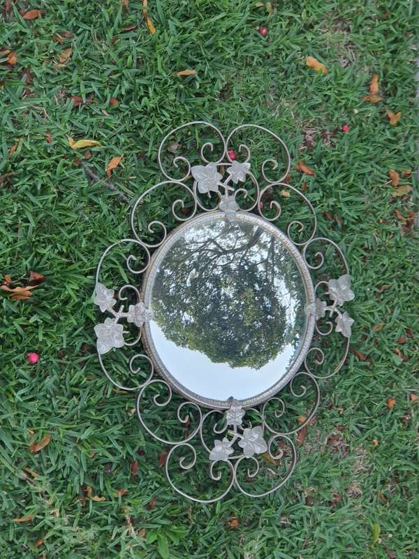 Vintage Round Dome Shape Mirror with Metal Frame