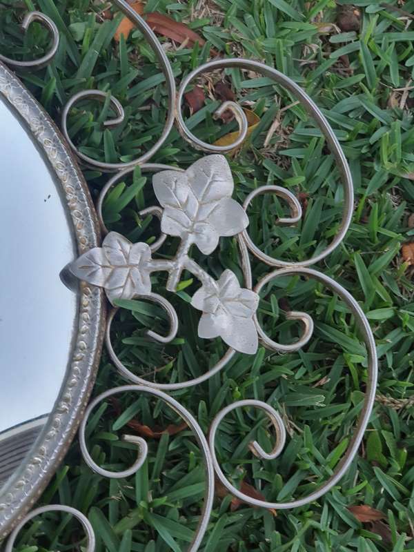 Vintage Round Dome Shape Mirror with Metal Frame