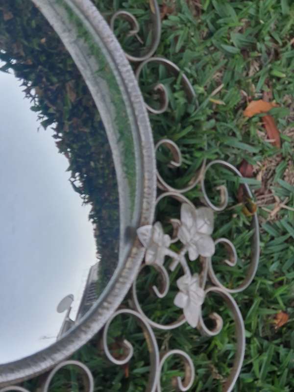 Vintage Round Dome Shape Mirror with Metal Frame