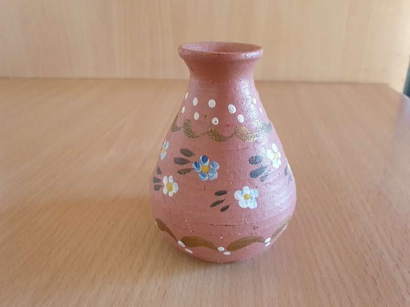 Small Floral Terracotta Vase - height 9cm width 9cm