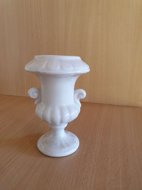Small White Ceramic Vase -width 10cm height 13cm
