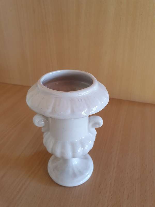 Small White Ceramic Vase -width 10cm height 13cm
