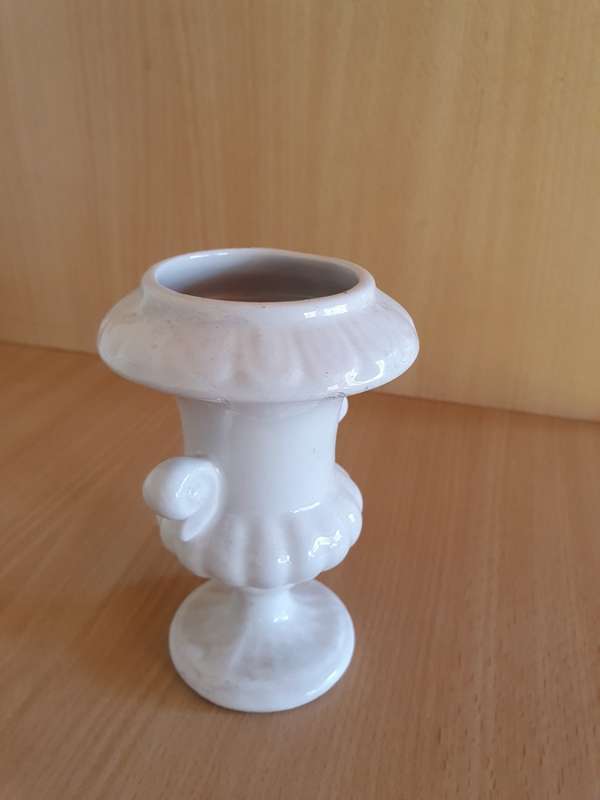 Small White Ceramic Vase -width 10cm height 13cm