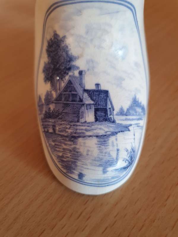 Ceramic Blue & White Shoe Ornament - 15cm x 6cm height 13cm