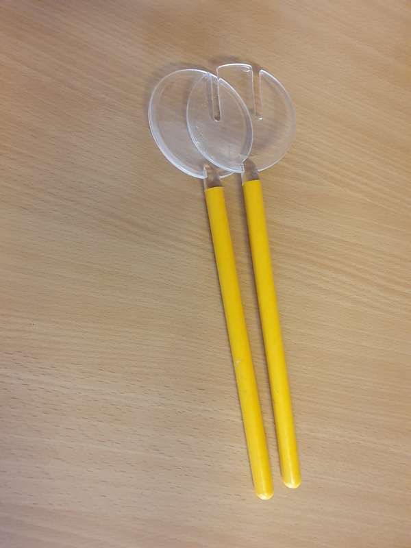 Set of Clear & Yellow Acrylic Salad Servers