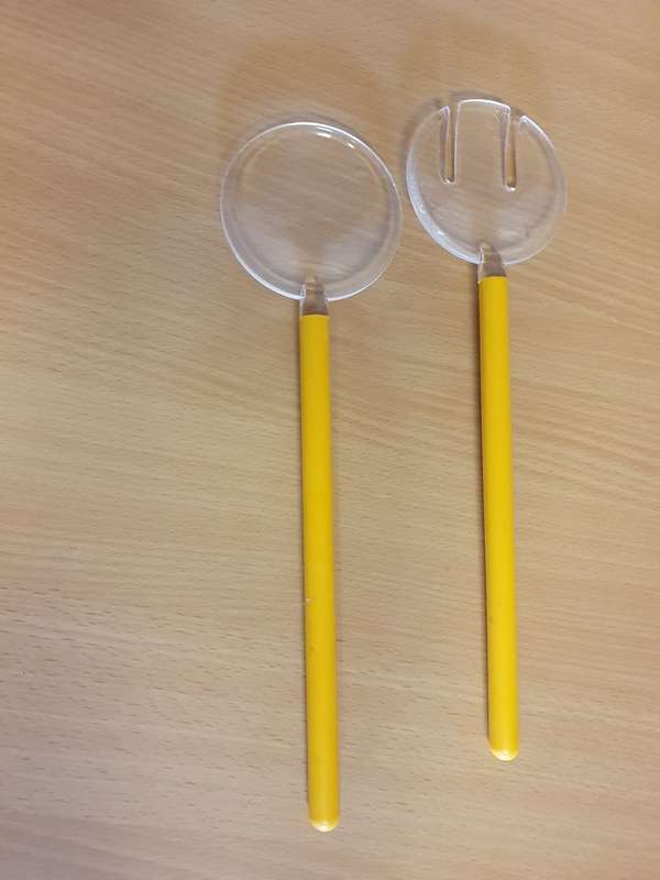 Set of Clear & Yellow Acrylic Salad Servers