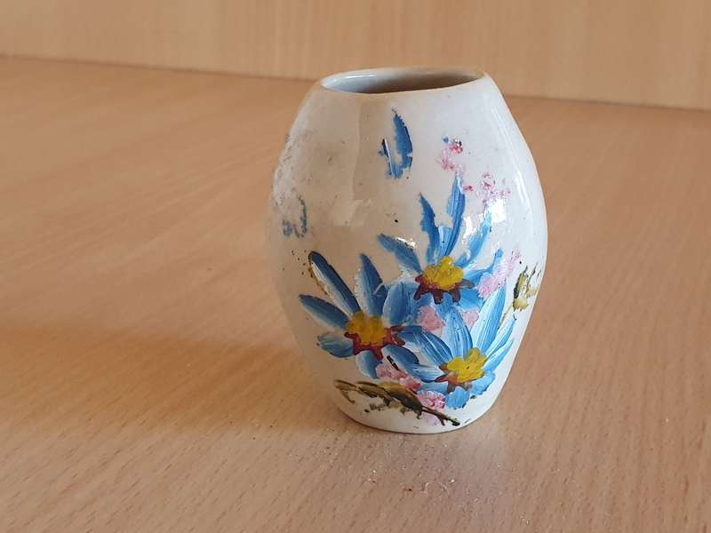 Miniature Floral Ceramic Vase - height 7cm width 7cm