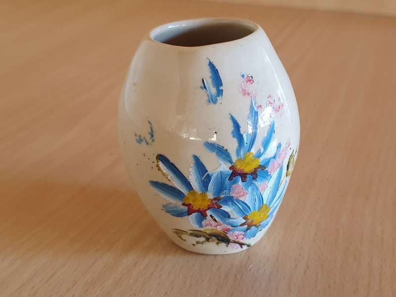 Miniature Floral Ceramic Vase - height 7cm width 7cm