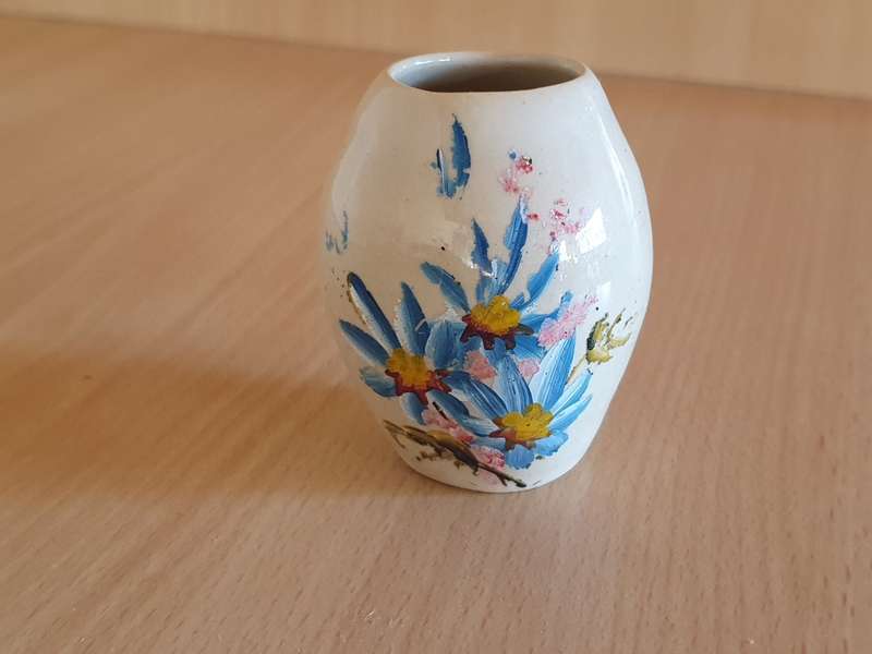 Miniature Floral Ceramic Vase - height 7cm width 7cm
