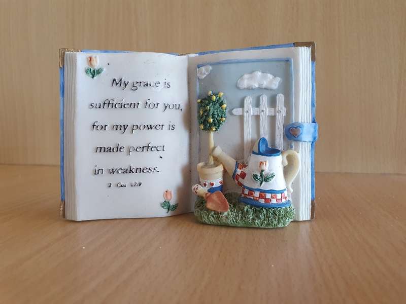 `My Grace is Sufficient For You`... - Small CeramicnBook Display Ornament (11cm x 8cm)