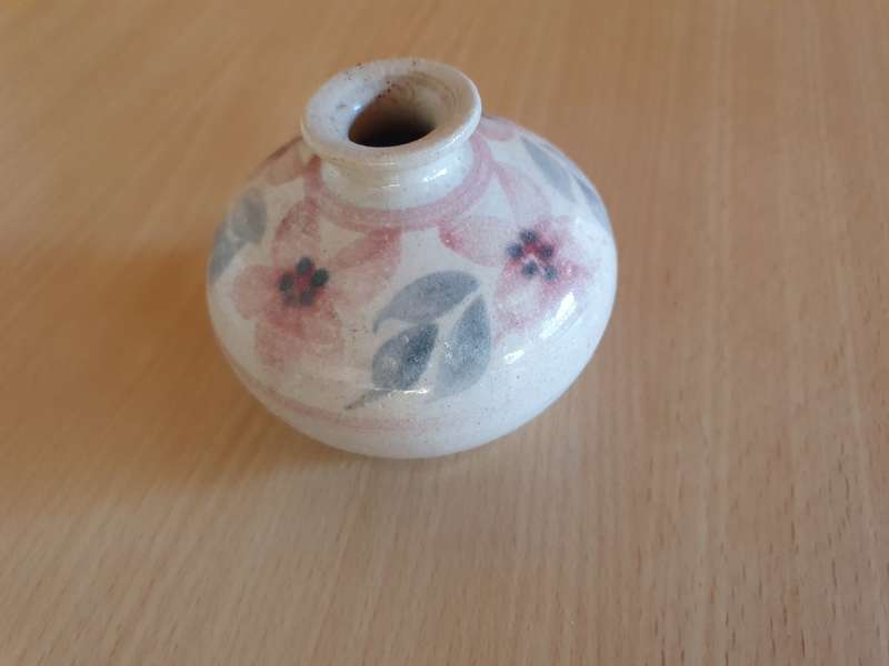 Small Floral Ceramic Vase - width 10cm height 7cm