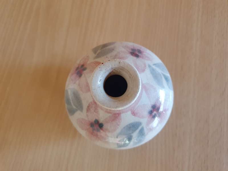 Small Floral Ceramic Vase - width 10cm height 7cm