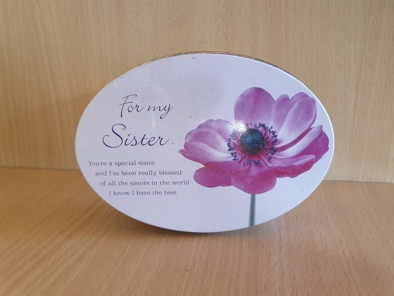 Oval Shape Tin - ` For My Sister` (13cm x 10cm height 4cm)