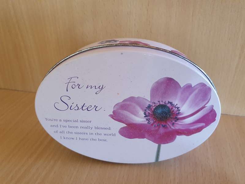 Oval Shape Tin - ` For My Sister` (13cm x 10cm height 4cm)