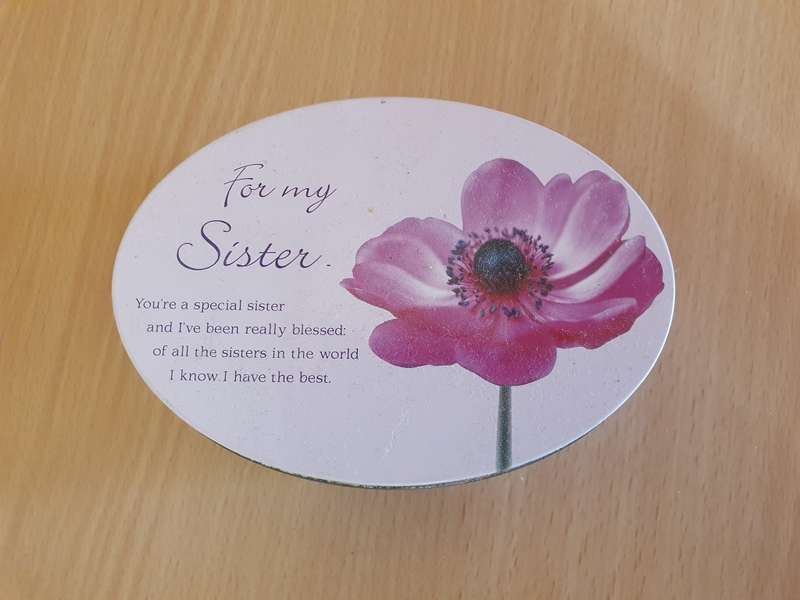 Oval Shape Tin - ` For My Sister` (13cm x 10cm height 4cm)