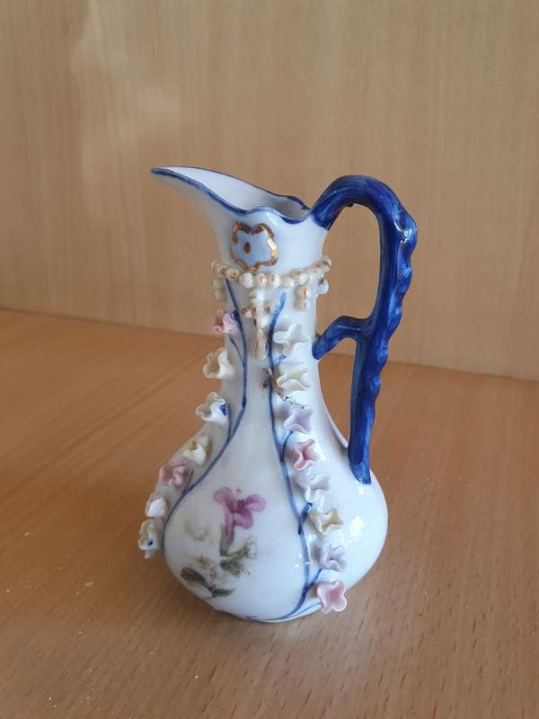 Small Pretty Floral Ceramic Jug - height 12cm width 8cm
