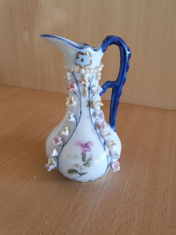 Small Pretty Floral Ceramic Jug - height 12cm width 8cm