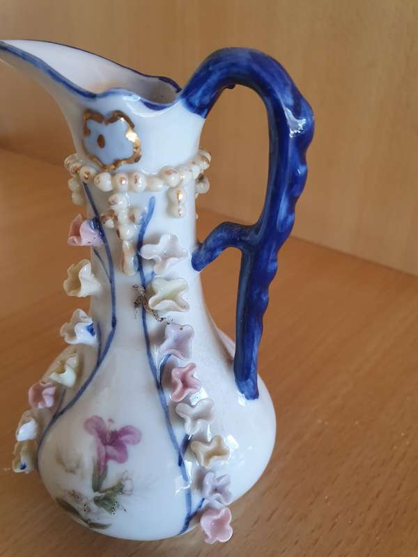 Small Pretty Floral Ceramic Jug - height 12cm width 8cm