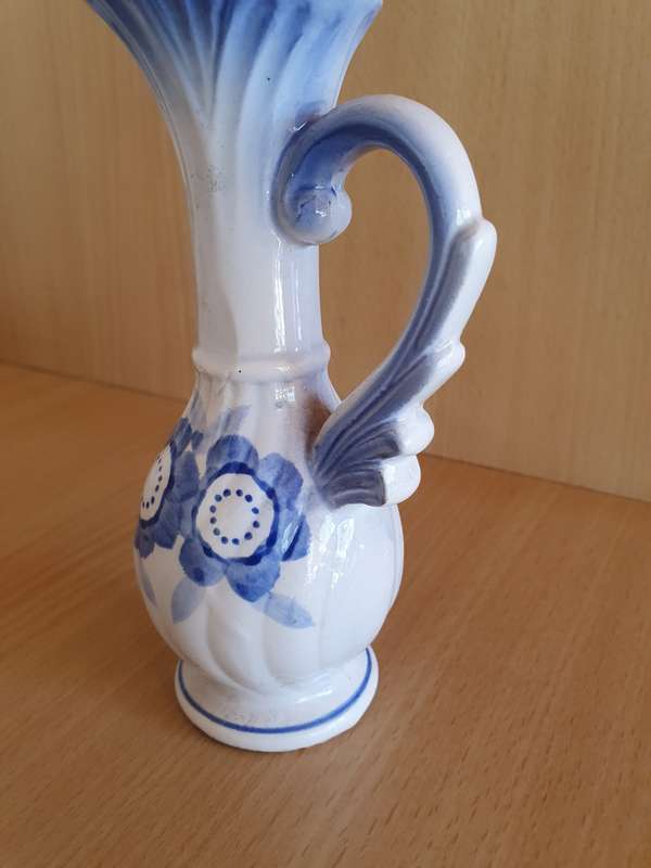 Blue & White Ceramic Jug - height 15cm width 8cm