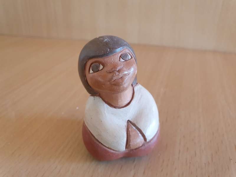 Miniature Pottery Female Figurine -  4cm x 4cm height 6cm