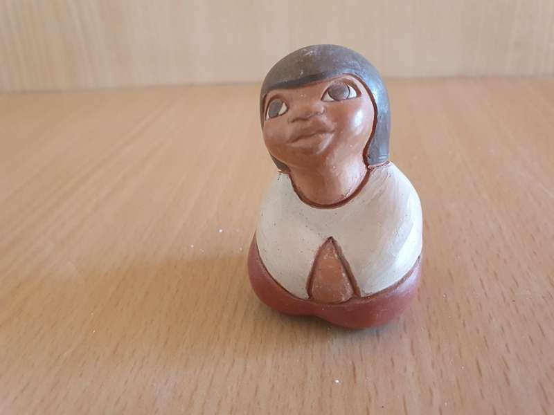 Miniature Pottery Female Figurine -  4cm x 4cm height 6cm