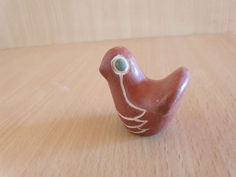 Miniature Pottery Bird Figurine -  4cm x 3cm height 5cm