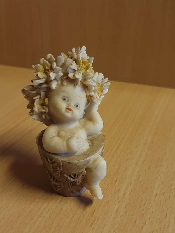 Small Baby in a Plant Pot Figurine - height 8cm width 5cm