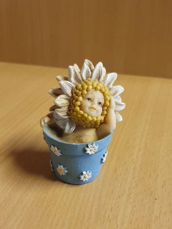 Small Baby in a Plant Pot Figurine - height 7cm width 6cm