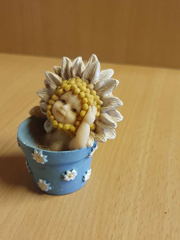 Small Baby in a Plant Pot Figurine - height 7cm width 6cm