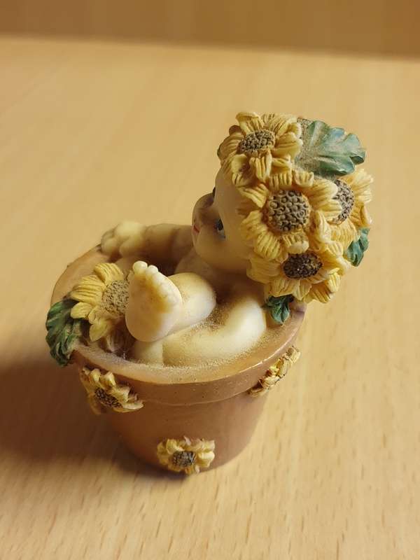 Small Baby in a Plant Pot Figurine - height 6cm width 5cm
