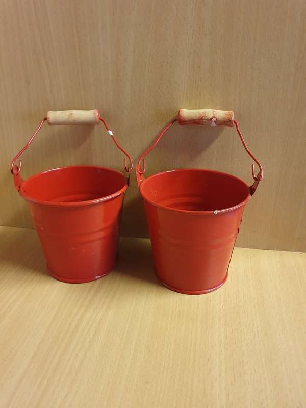 Set of 2 Small Metal Buckets - height 9cm width 10cm