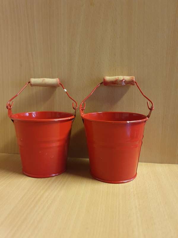 Set of 2 Small Metal Buckets - height 9cm width 10cm