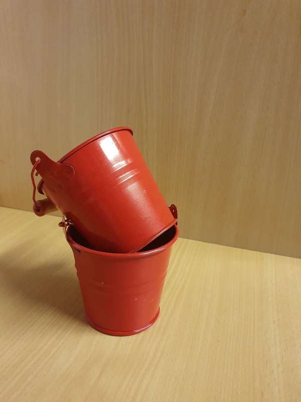Set of 2 Small Metal Buckets - height 9cm width 10cm