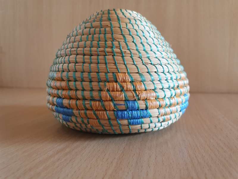 Small Round Lidded Storage Basket - height 10cm width 15cm