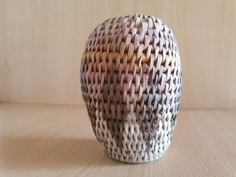 Small Round Lidded Storage Basket - height 13cm width 10cm