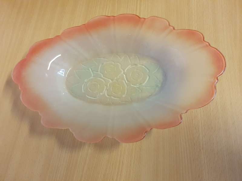 Vintage Frosted Glass Dish (35cm x 23cm height 5cm)