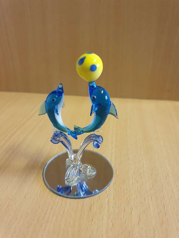 Small Glass Dolphin Figurine - height 10cm width 7cm